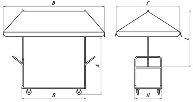Схема конструкции зонта тента для морозильных ларей