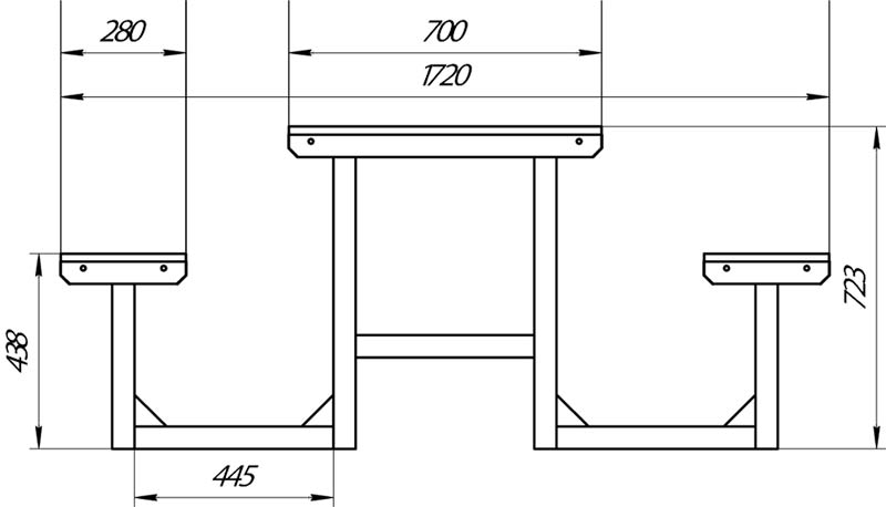 размеры стола-скамьи Пикник с зонтом тентом