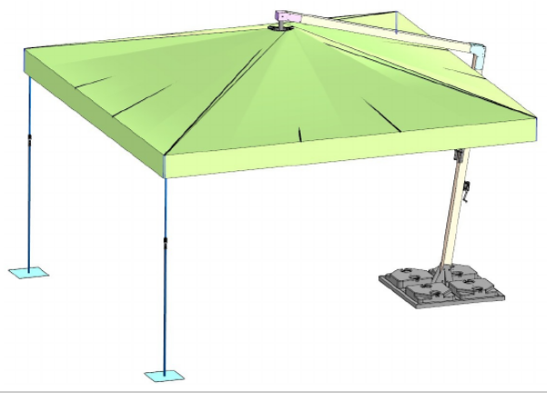 зонт для уличного кафе большой с боковой стойкой и 2 опорами 